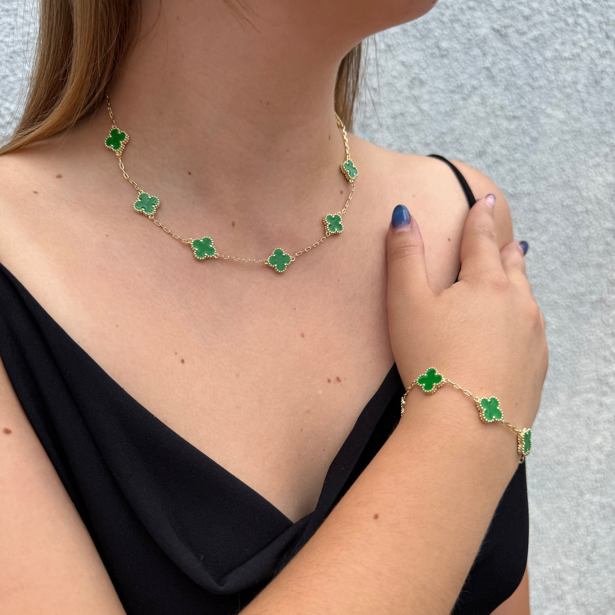 Pulsera Van Cleef Verde Dual Oro Goldfilled