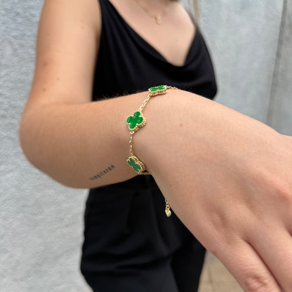 Pulsera Van Cleef Verde Dual Oro Goldfilled