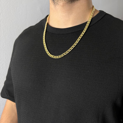 Cadena Doble Cubana Oro Goldfilled –  7 mm
