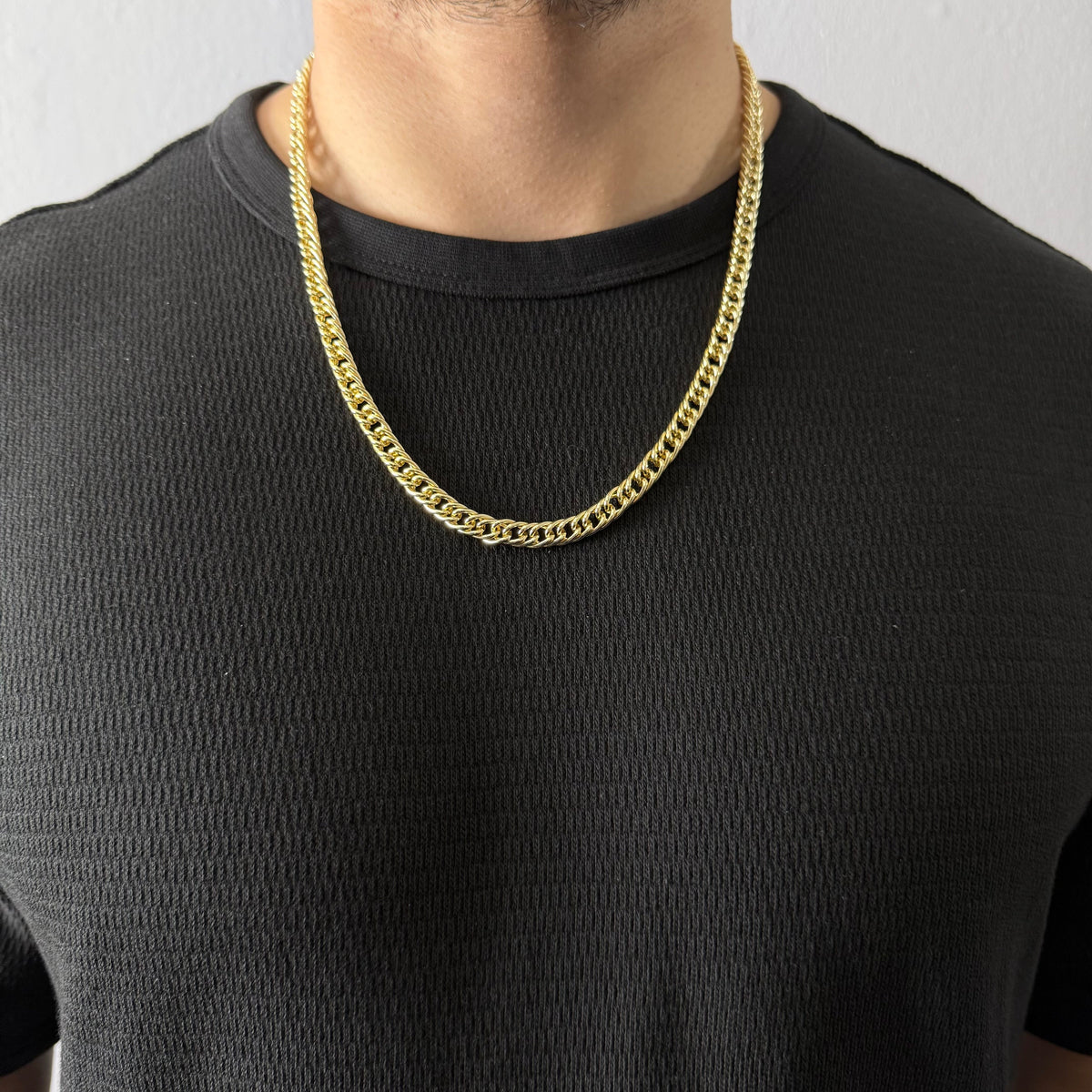 Cadena Doble Cubana Oro Goldfilled –  7 mm