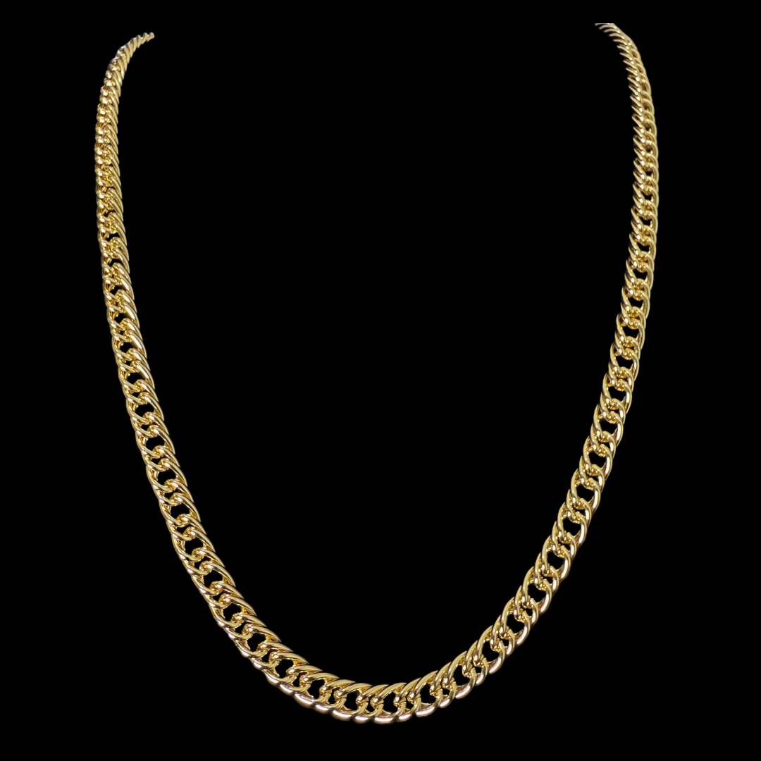 Cadena Doble Cubana Oro Goldfilled –  7 mm