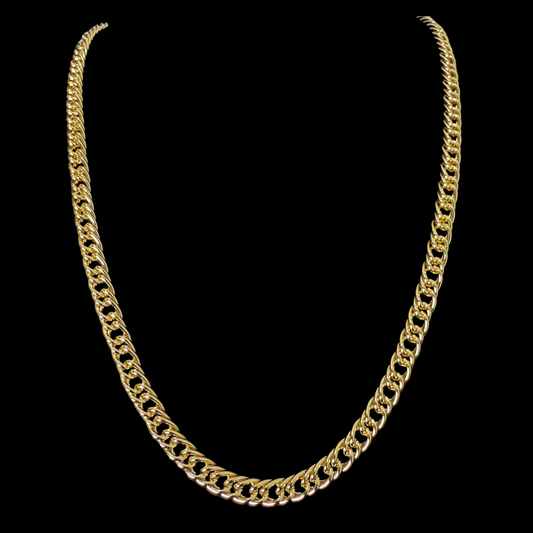 Cadena Doble Cubana Oro Goldfilled –  7 mm