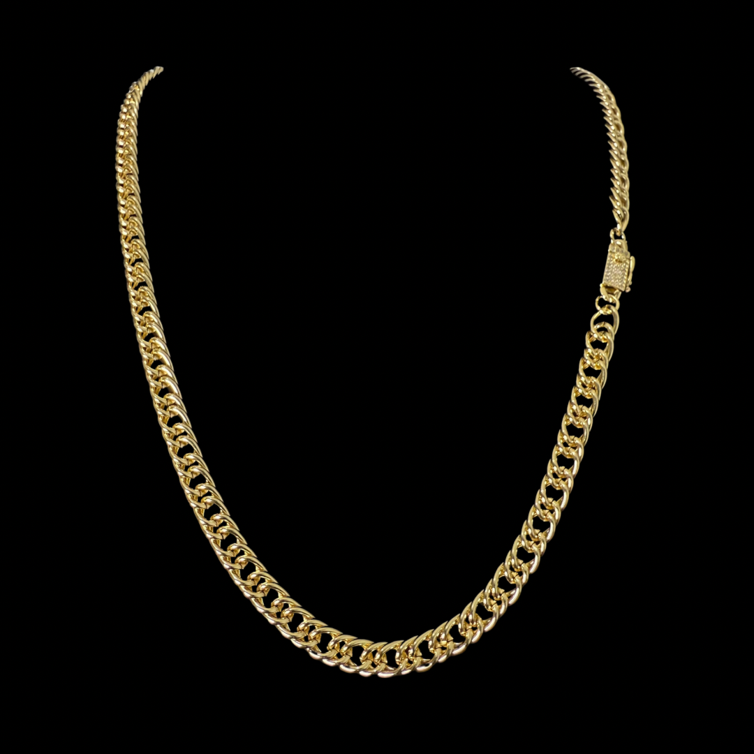 Cadena Doble Cubana Oro Goldfilled –  7 mm