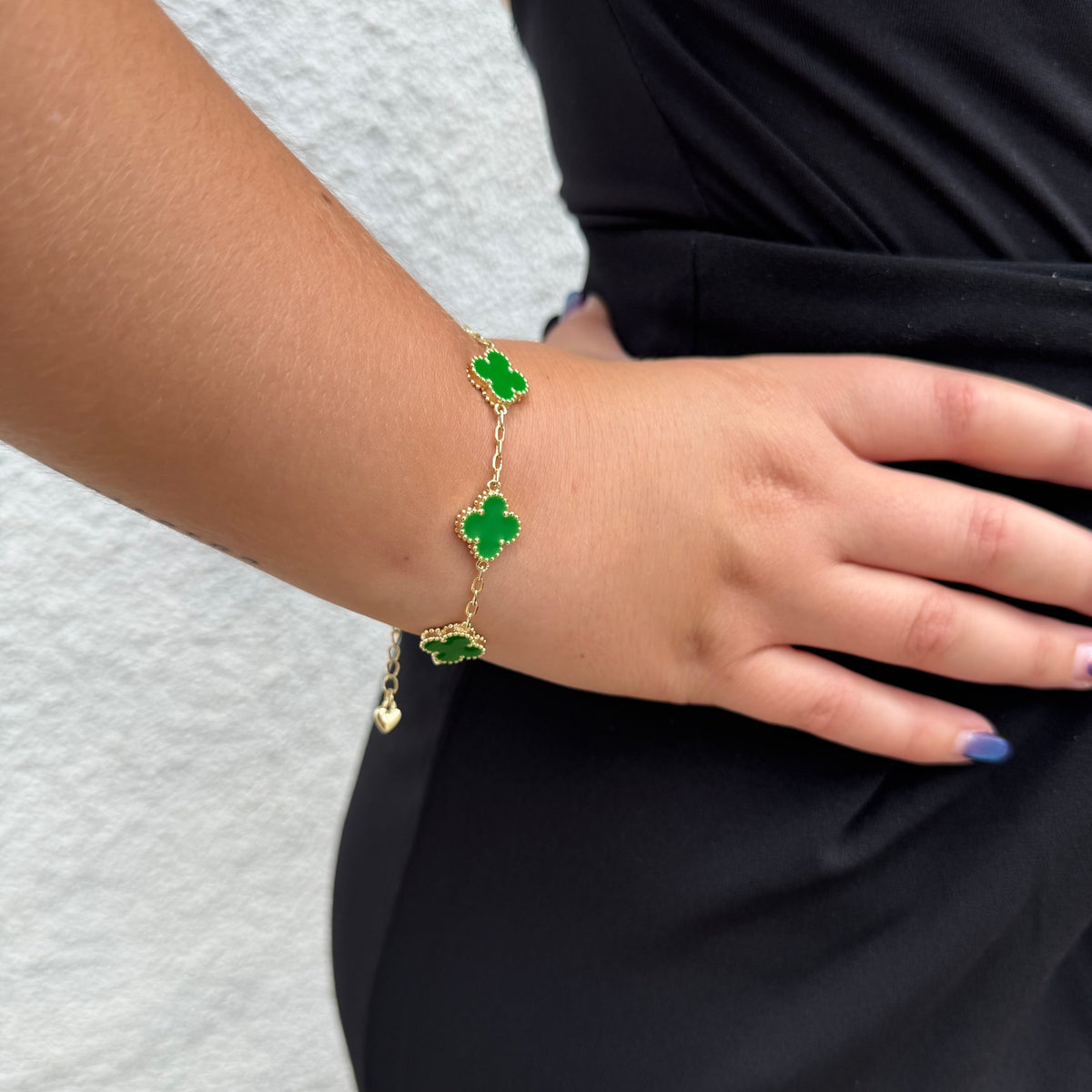 Pulsera Van Cleef Verde Dual Oro Goldfilled