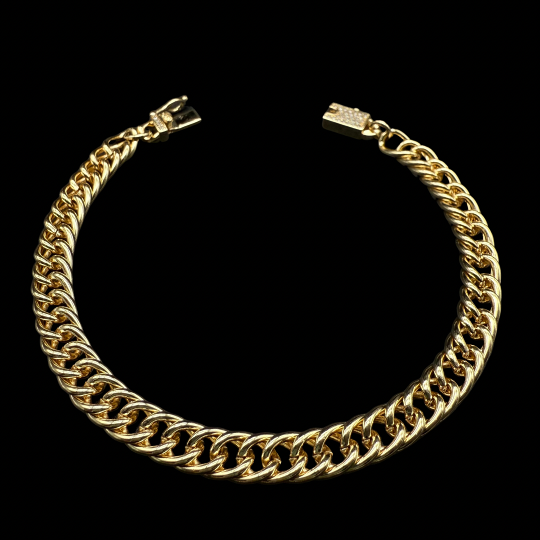 Pulsera Doble Cubana Oro Goldfilled – 7 mm