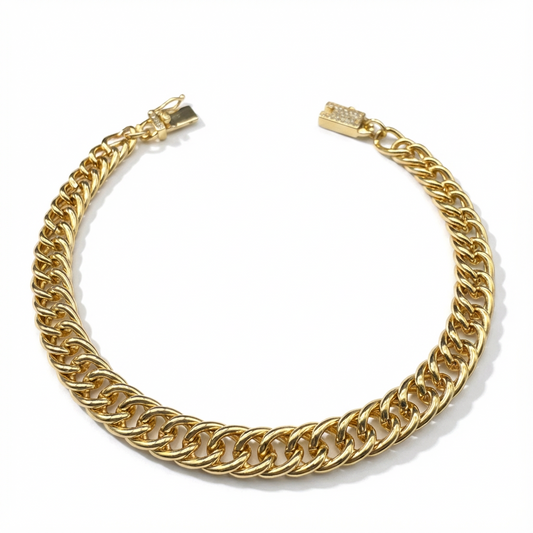 Pulsera Doble Cubana Oro Goldfilled – 7 mm