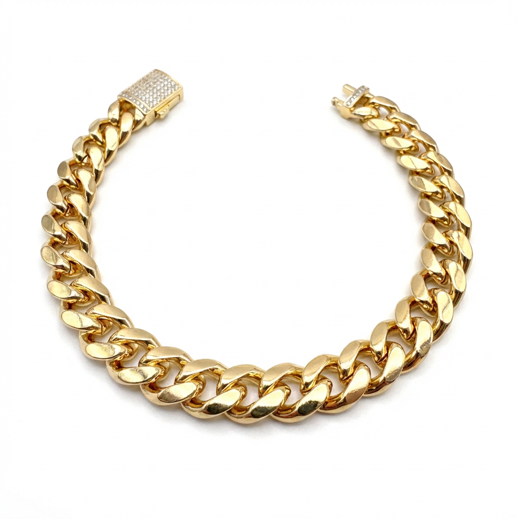 Pulsera Cubana Oro Goldfilled – 9 mm