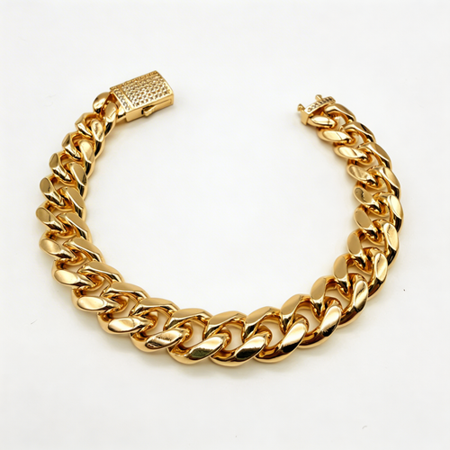 Pulsera Cubana Oro Goldfilled – 12 mm